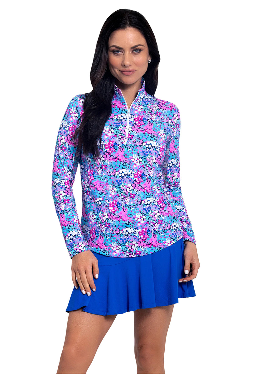 Ibkul Womens Long Sleeve Crew Solid Top - Hot Pink main image 1