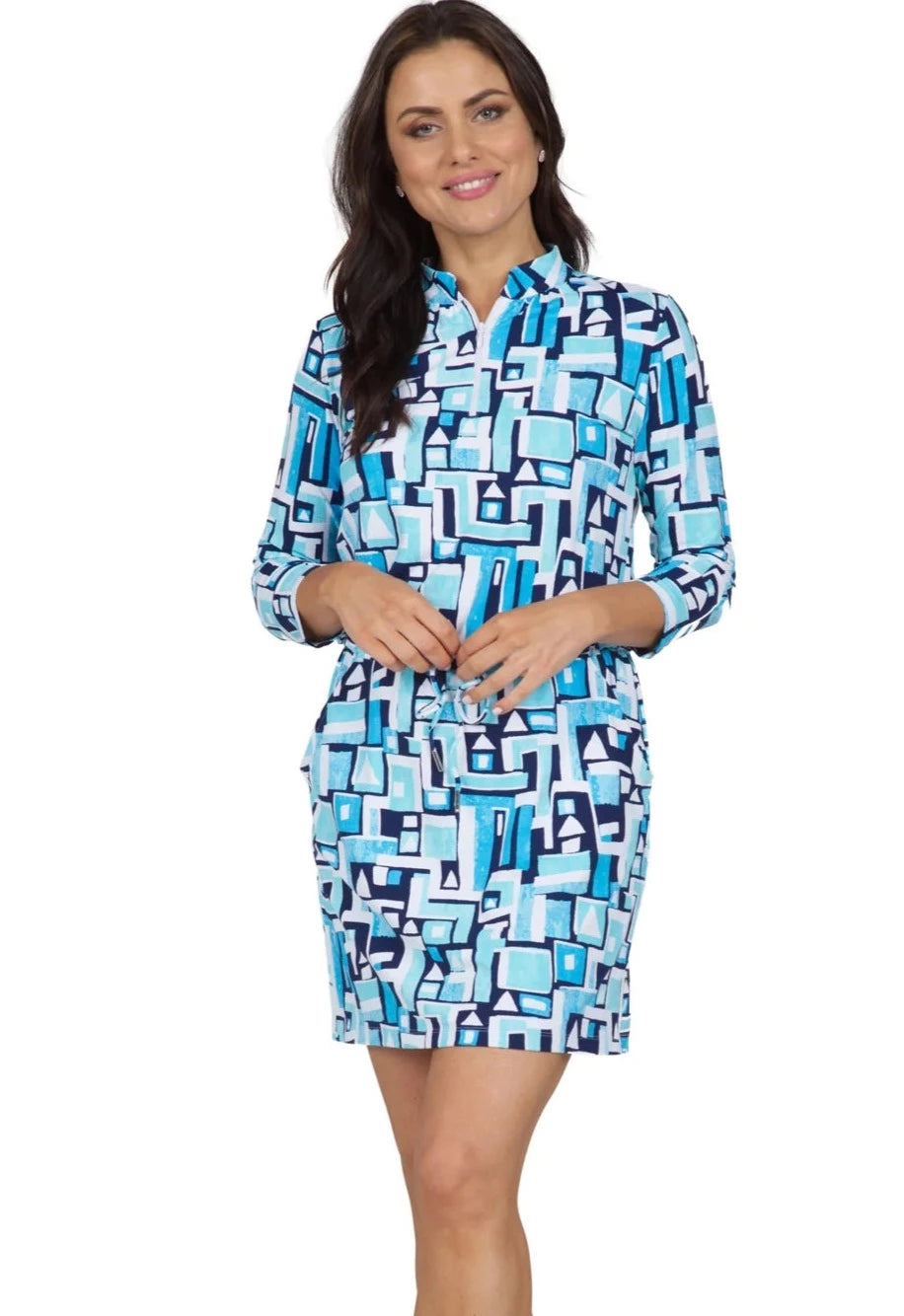 IBKUL- 3/4 Sleeve Jennifer Drawstring Dress (Style#: 62543)