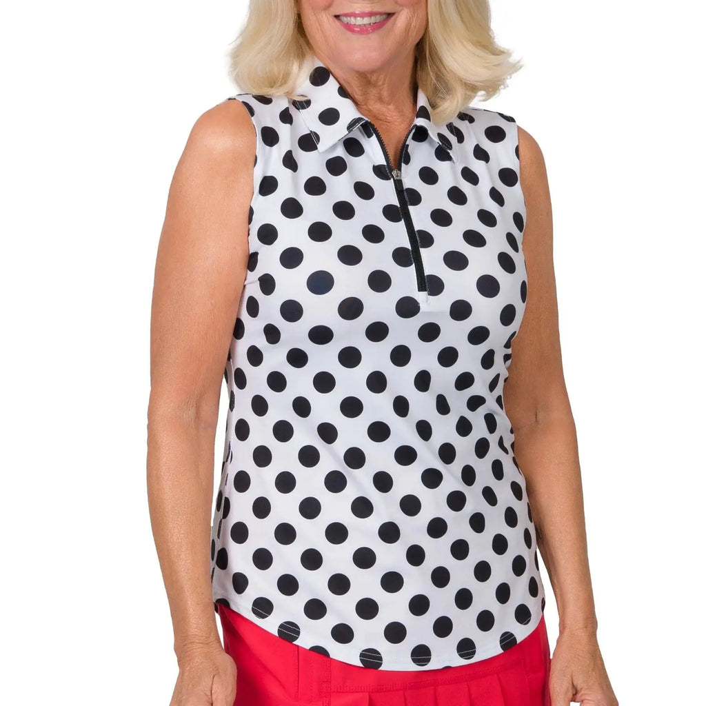 Jofit- Sleeveless White Base Dot Polo (Style#: GT0027-WBD)(Small Only) For the Love of Golf Naples