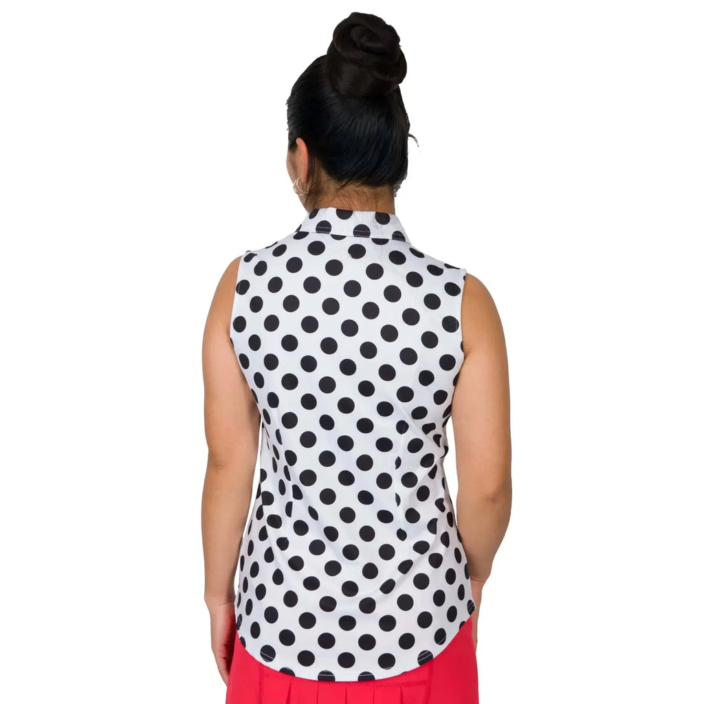 Jofit- Sleeveless White Base Dot Polo (Style#: GT0027-WBD)(Small Only) For the Love of Golf Naples
