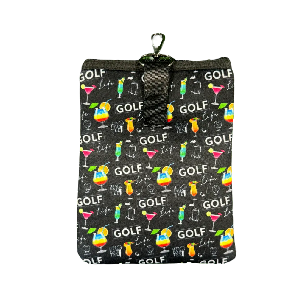 "Golf-A-Holic" Double Zip Clip Pouch Black For the Love of Golf Naples