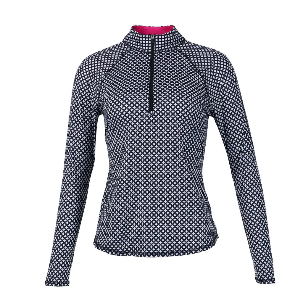 Jofit- Long Sleeve Micro Diamond Print Top (Style#: UT0016-MDM)(Large Only) Jofit