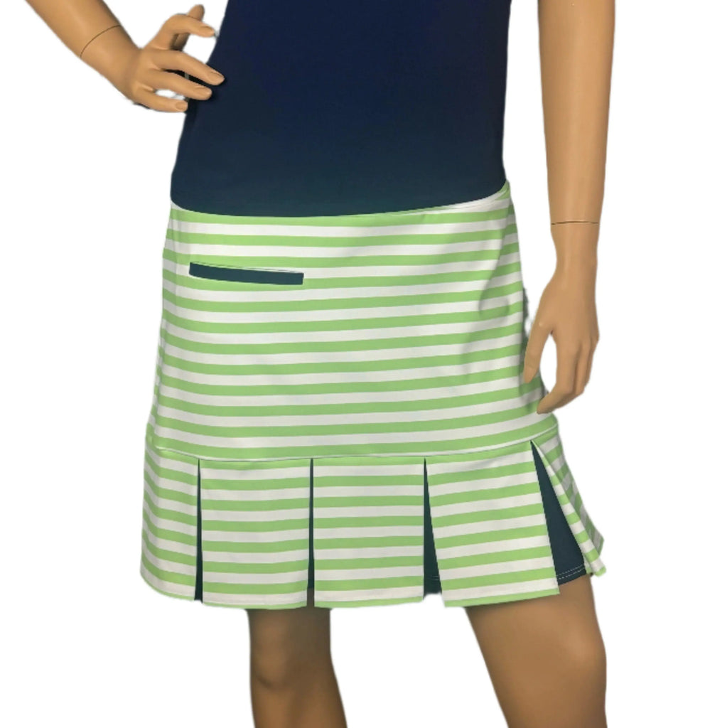 Melly M- Pinehurst Celery Stripe/Navy Skort Melly M