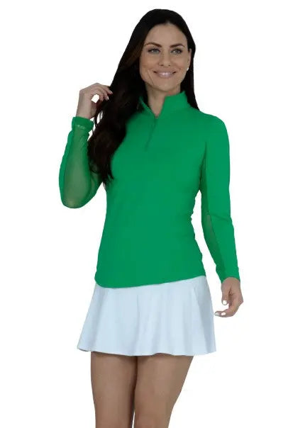 IBKUL- Long Sleeve Zip Mock Green (Style#: 80000) - For the Love of