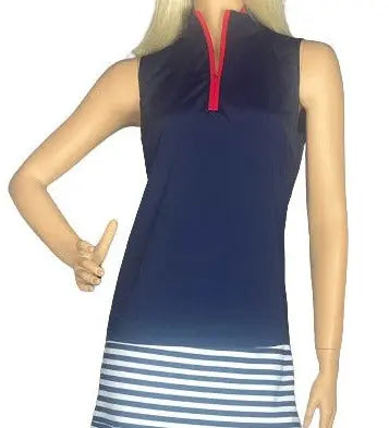 Melly M- Sleeveless Delray Navy/Red Top(Medium Only) Melly M