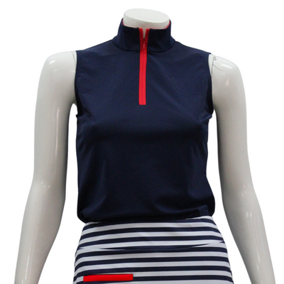 Melly M- Sleeveless Delray Navy/Red Top