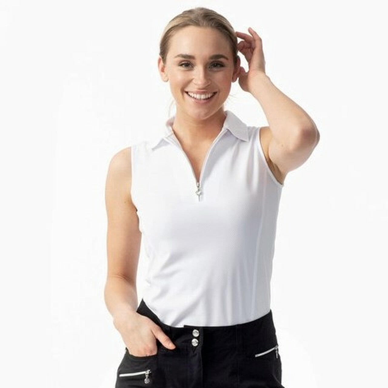 Daily Sports- Macy Sleeveless Polo White (Style#: 001/100/100)