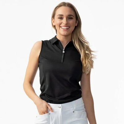 Daily Sports- Macy Sleeveless Polo Black (Style#: 001/100/999)