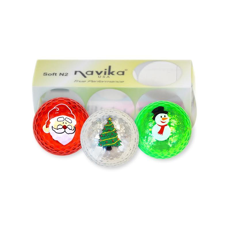 Navika- Metallic Golf Balls:  Santa/Tree/Snowman