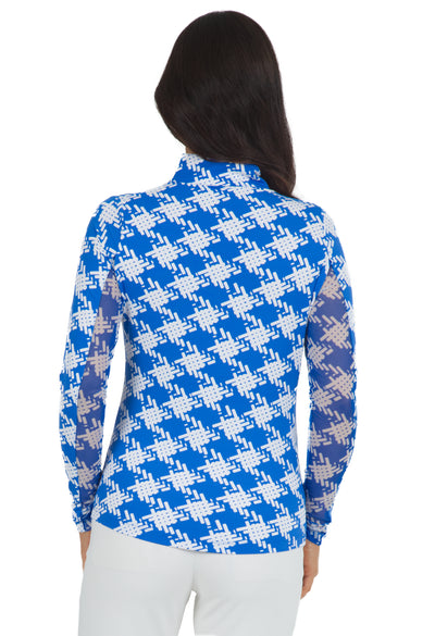IBKUL- Long Sleeve Kimberly Blue/White Zip Mock (Style#: 10376)
