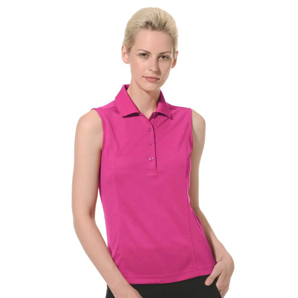 Monterey Club- Sleeveless Pique Polo Raspberry (Style# 2064) For the Love of Golf Naples