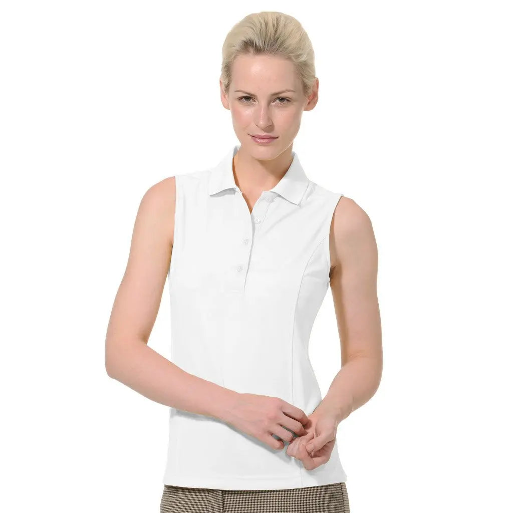 Monterey Club- Sleeveless Pique Polo White (Style# 2064) For the Love of Golf Naples