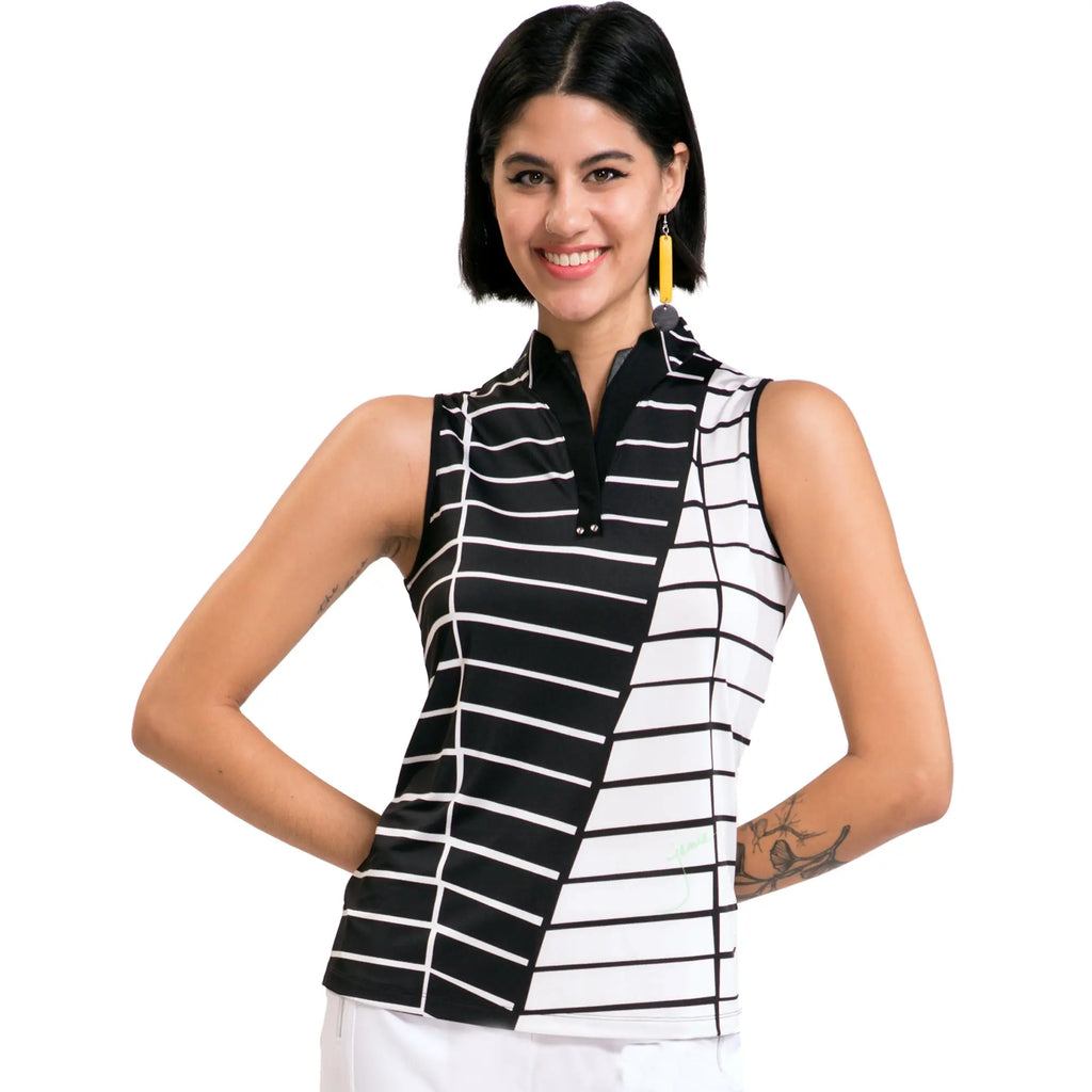 Jamie Sadock- Sleeveless Tamati Top Jet (Style#: 21228) For the Love of Golf Naples