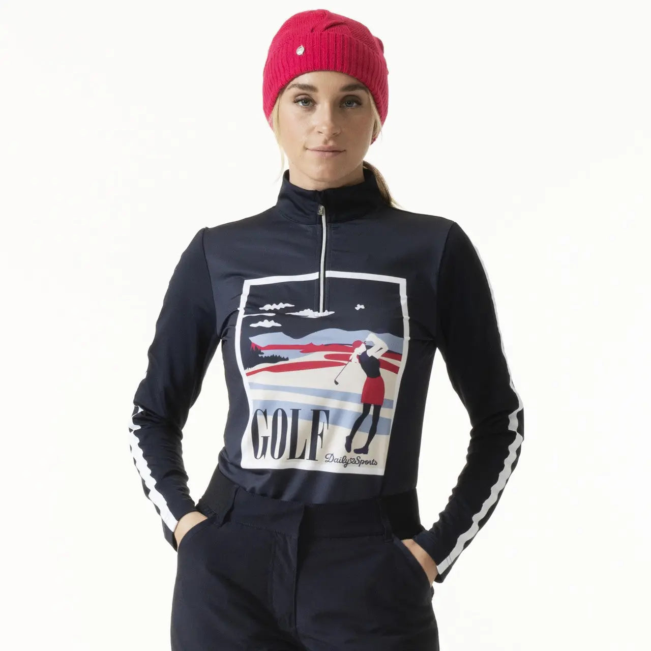 Daily Sports- Long Sleeve Britt Mock Neck Top Navy (Style#: 353/125/590)