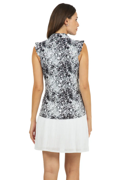 IBKUL- Sleeveless Evie Black/White Polo w. Ruffles (Style#: 44182)