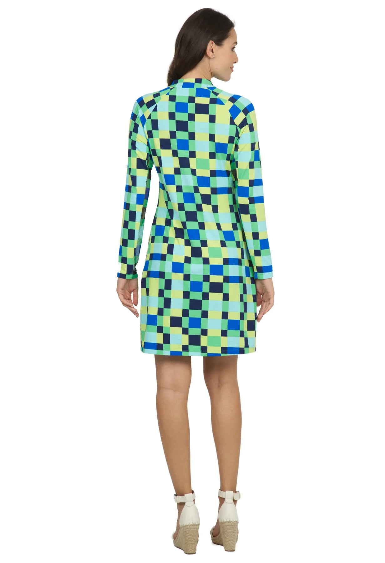 IBKUL- Long Sleeve Annalise Green/Blue Dress (Style#: 68379)
