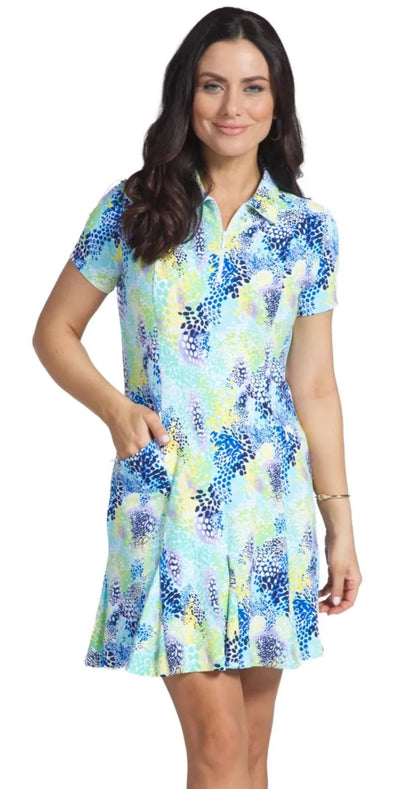 IBKUL- Short Sleeve Lessie Jade Multi Dress (Style#: 69375)