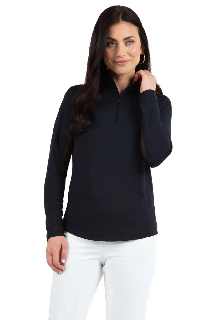 IBKUL- Long Sleeve Zip Mock Black (Style#: 80000) IBKUL