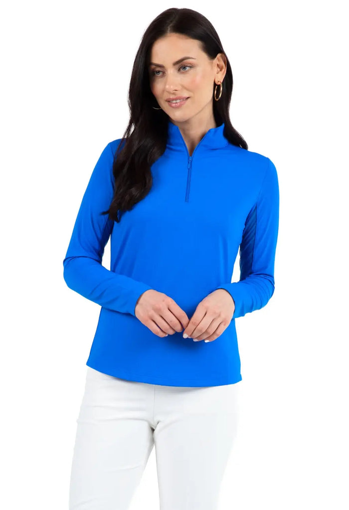 IBKUL- Long Sleeve Zip Mock Blue (Style#: 80000) IBKUL