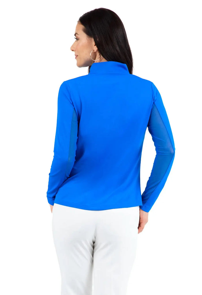 IBKUL- Long Sleeve Zip Mock Blue (Style#: 80000) IBKUL