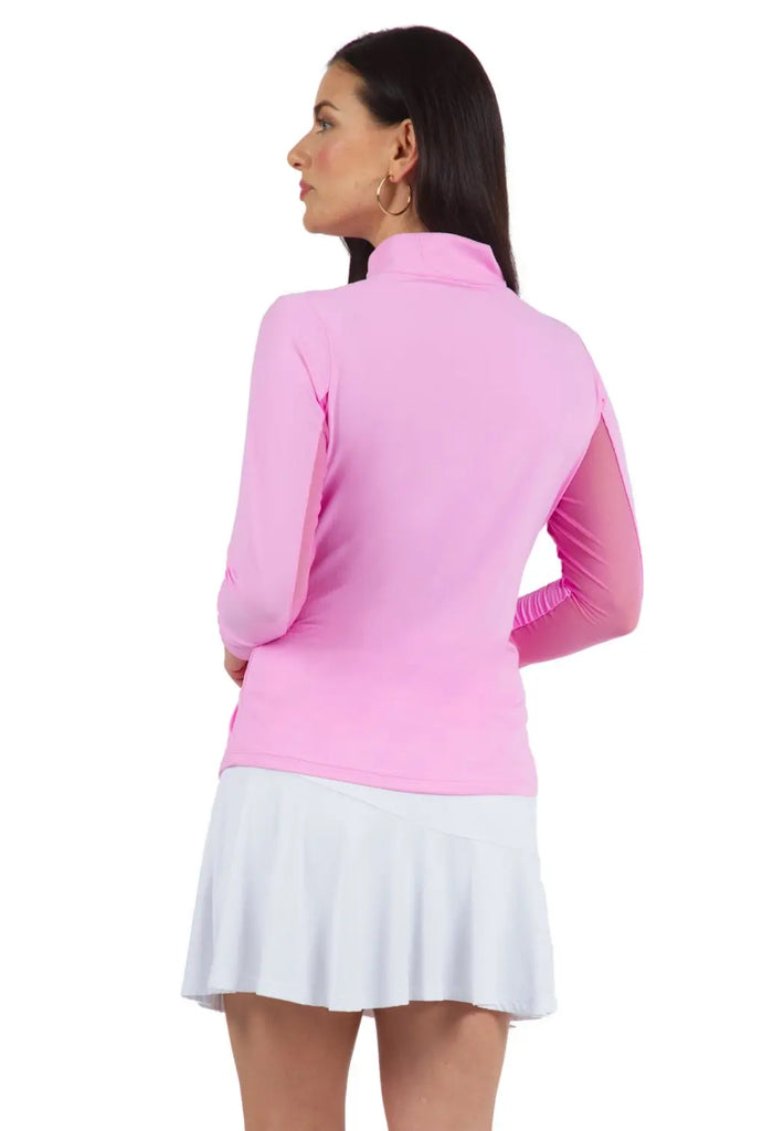 IBKUL- Long Sleeve Zip Mock Candy Pink (Style#: 80000) IBKUL