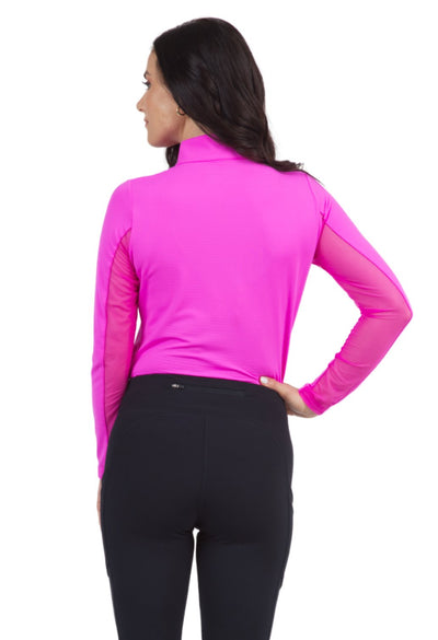 IBKUL- Long Sleeve Zip Mock Hot Pink (Style#: 80000)
