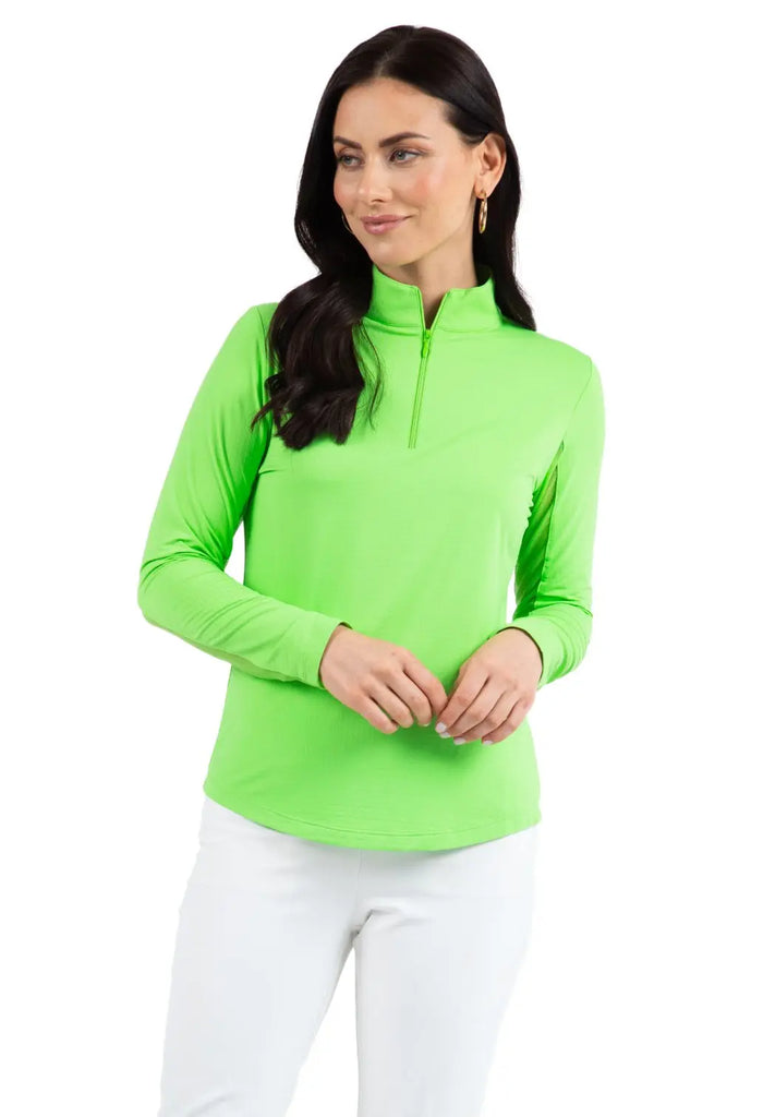 IBKUL- Long Sleeve Zip Mock Lime (Style#: 80000) IBKUL
