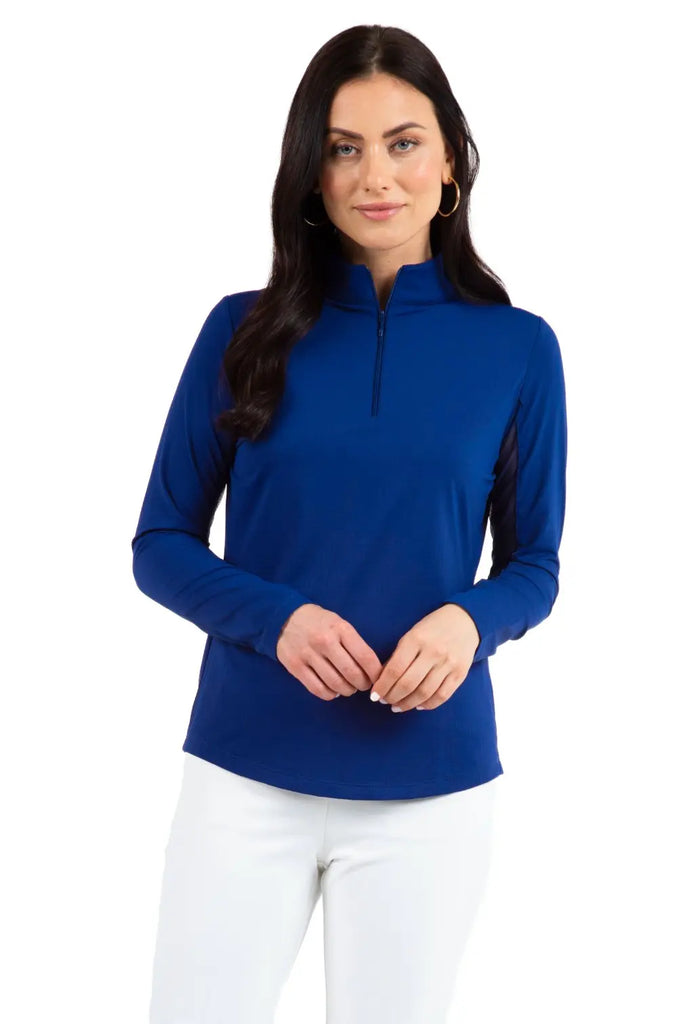 IBKUL- Long Sleeve Zip Mock Navy (Style#: 80000) IBKUL