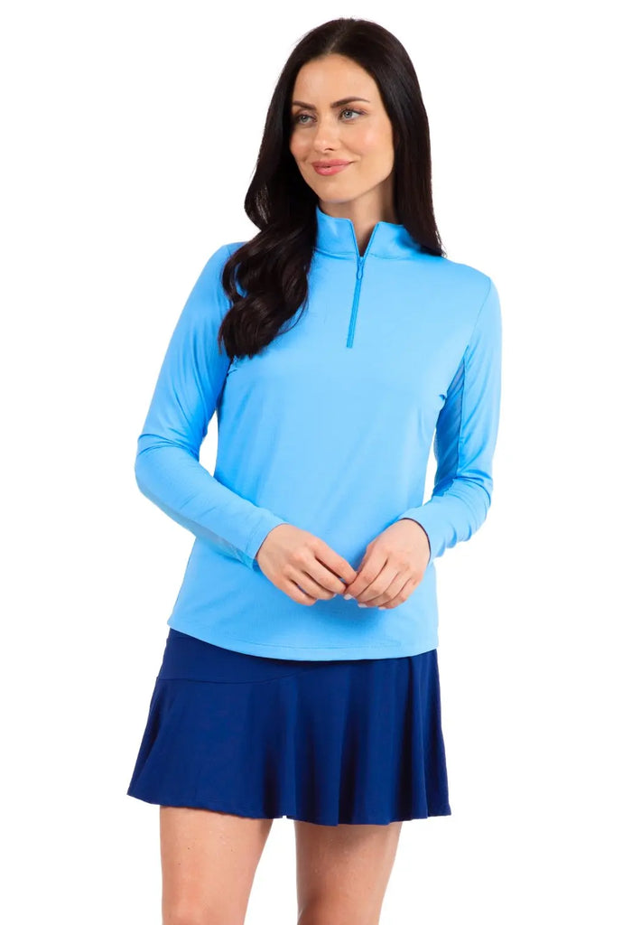 IBKUL- Long Sleeve Zip Mock Periwinkle (Style#: 80000) IBKUL