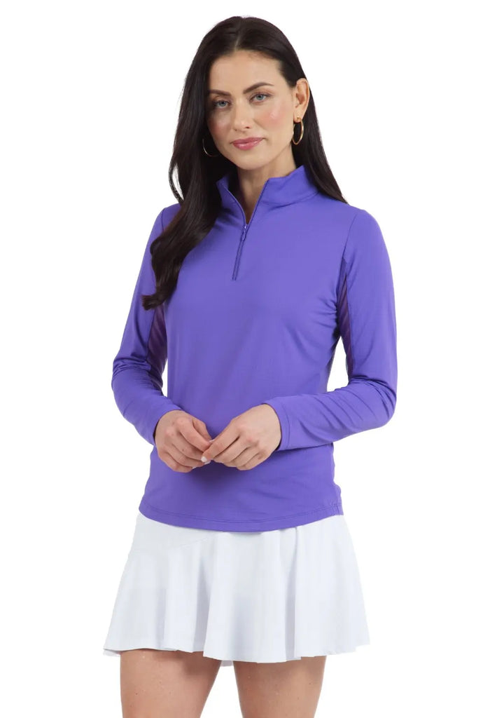 IBKUL- Long Sleeve Zip Mock Plum (Style#: 80000) IBKUL