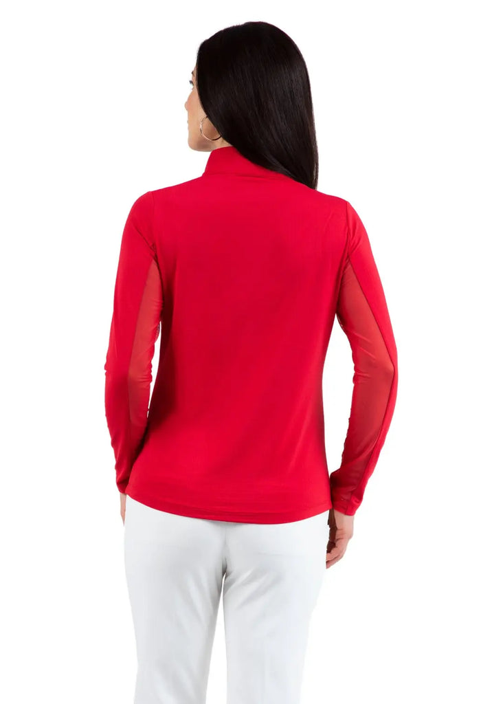 IBKUL- Long Sleeve Zip Mock Red (Style#: 80000) IBKUL