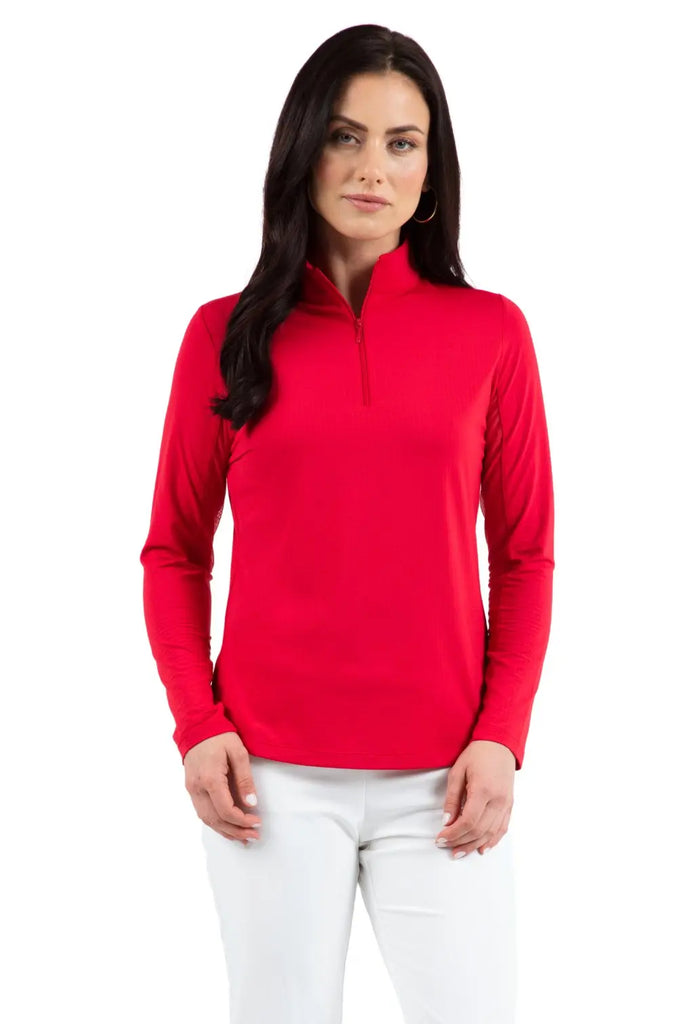 IBKUL- Long Sleeve Zip Mock Red (Style#: 80000) IBKUL