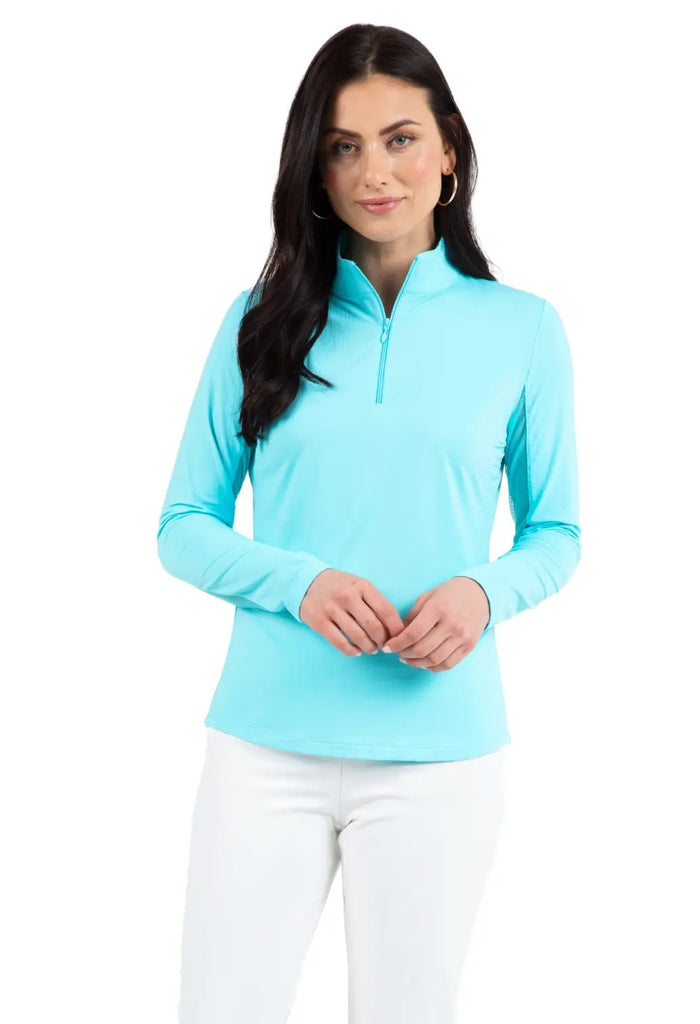 IBKUL- Long Sleeve Zip Mock Seafoam (Style#: 80000) IBKUL