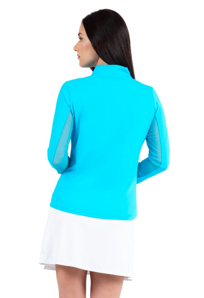 IBKUL- Long Sleeve Zip Mock Turquoise (Style#: 80000)