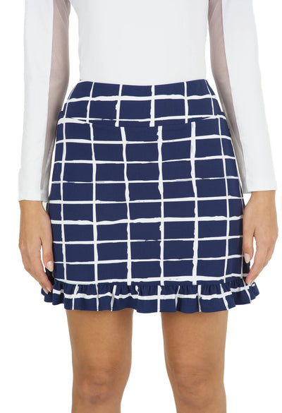 IBKUL- 17.5" Cordova Navy/White Ruffle Trim Skort (Style#: 19495)