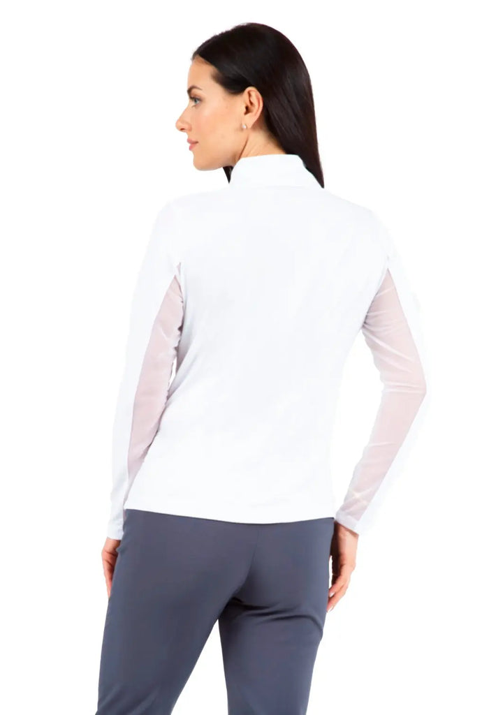 IBKUL- Long Sleeve Zip Mock White (Style#: 80000) IBKUL