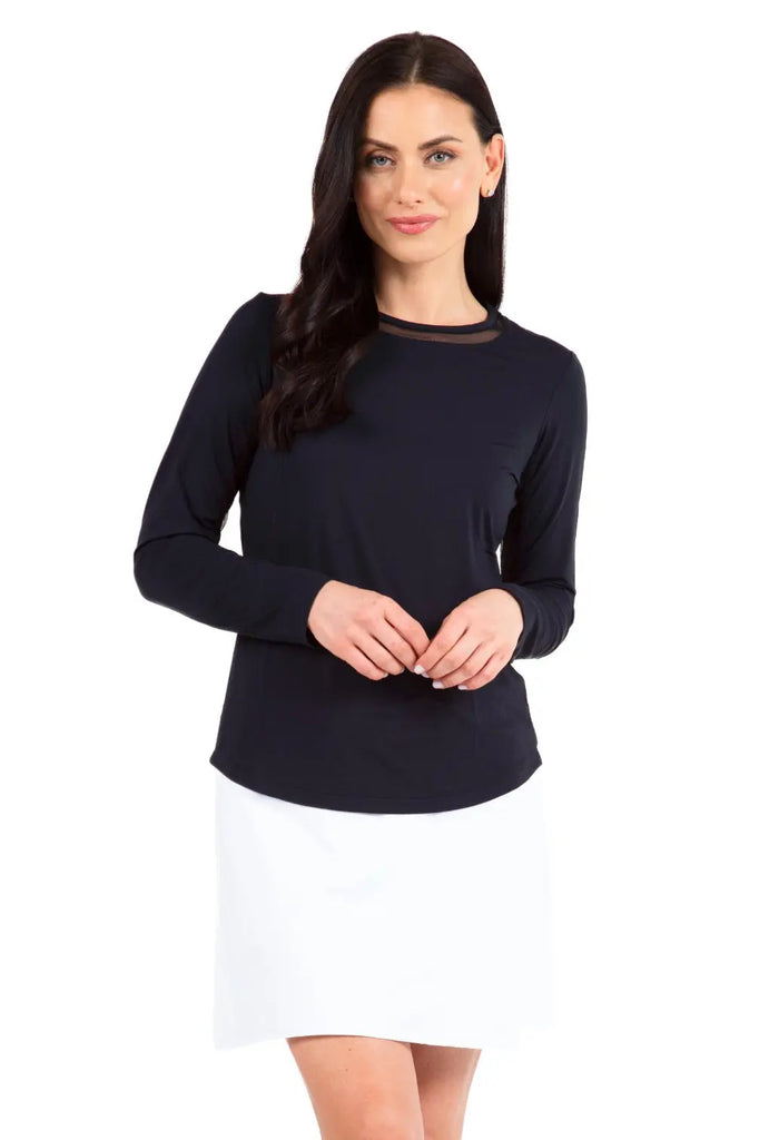 IBKUL- Long Sleeve Crew Neck w/ Mesh Black (Style#: 83000) IBKUL