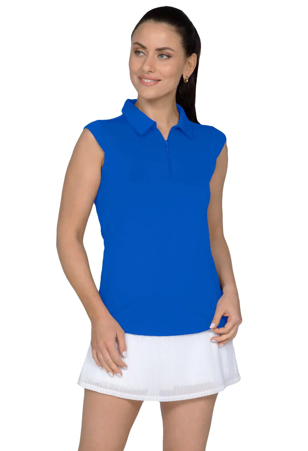 IBKUL- Sleeveless Zip Polo Blue (Style#: 84000)