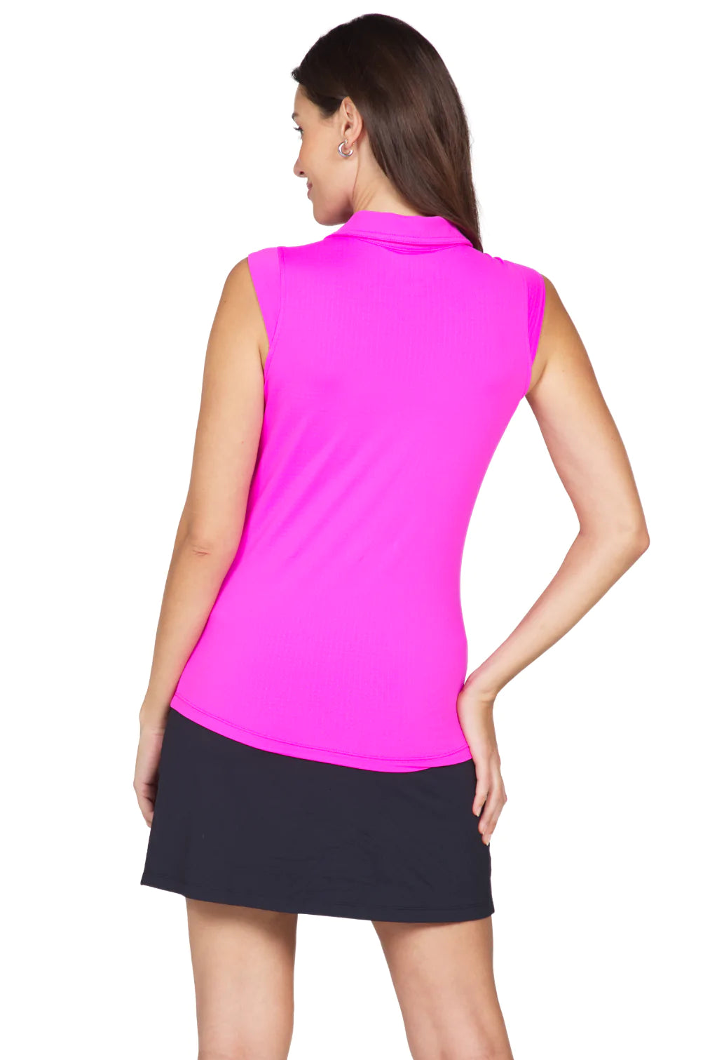 IBKUL- Sleeveless Zip Polo Hot Pink (Style#: 84000)