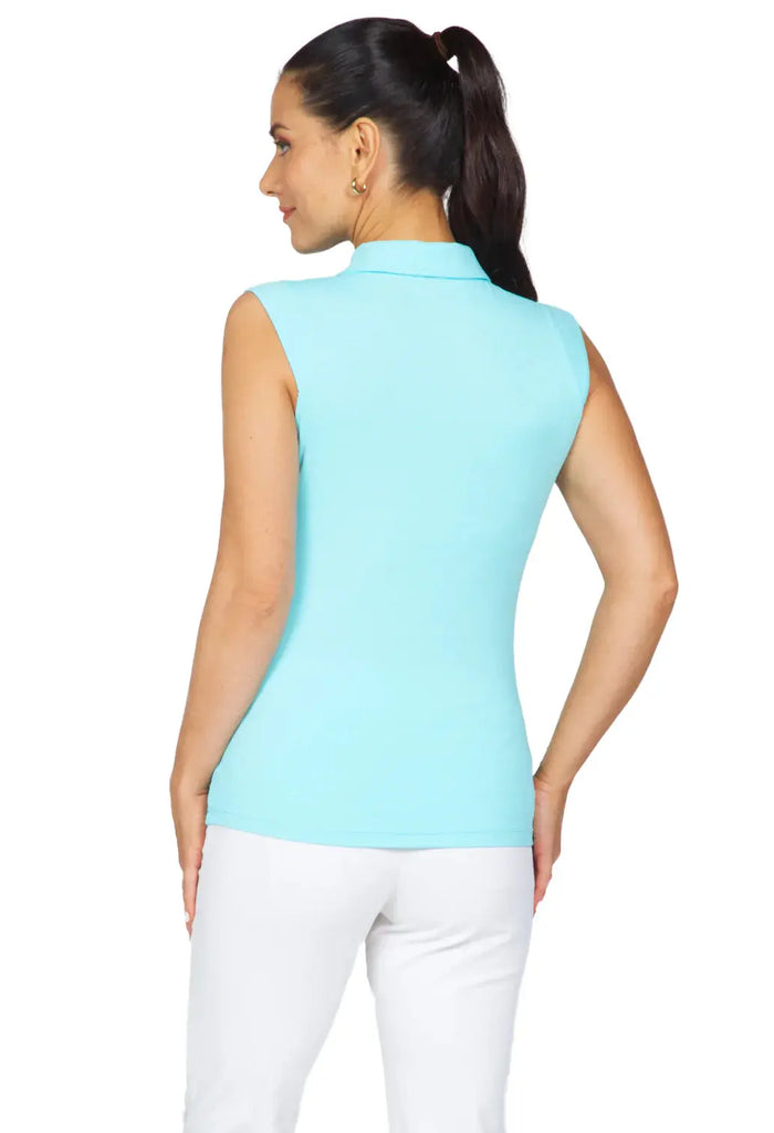 IBKUL- Sleeveless Zip Polo Seafoam (Style#: 84000) IBKUL