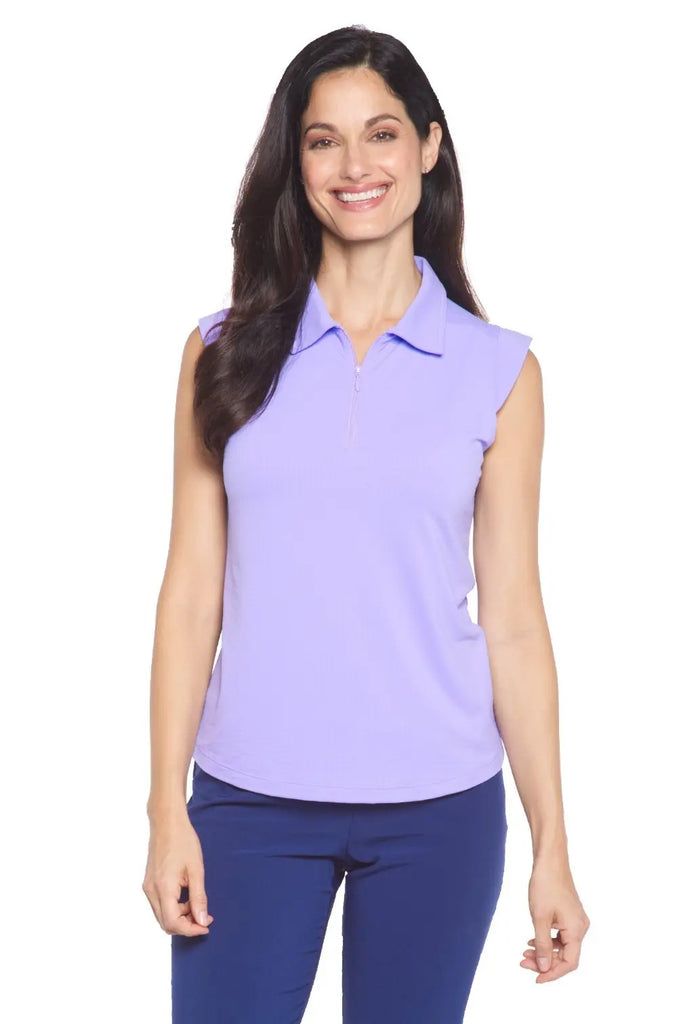 IBKUL- Sleeveless Zip Polo Lavender (Style#: 84000) IBKUL