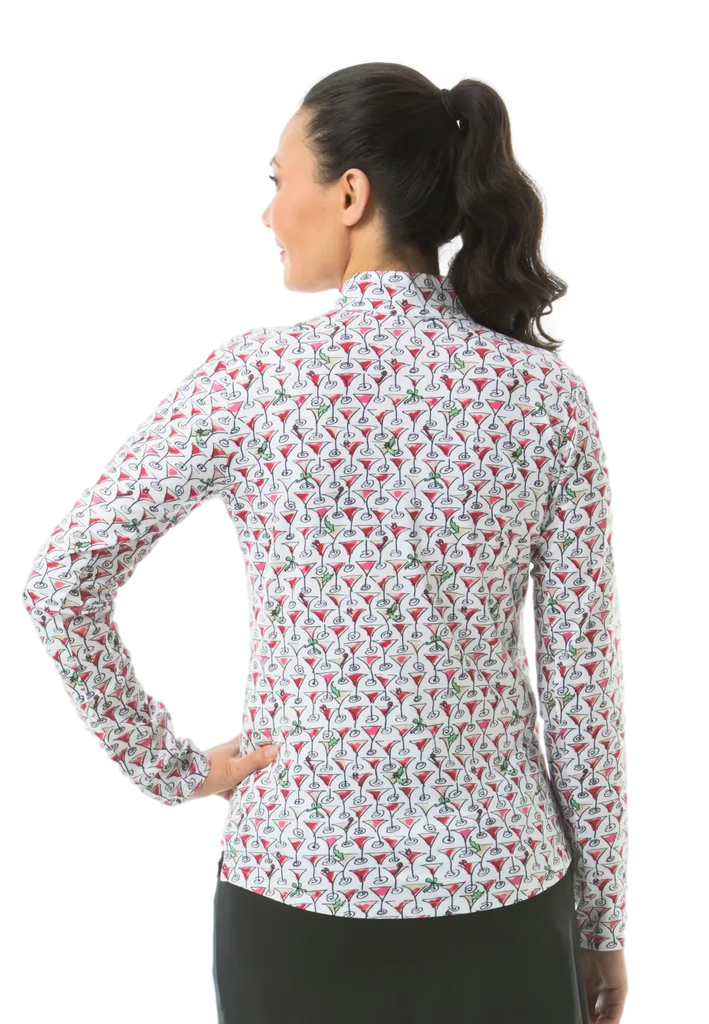 SanSoleil- Long Sleeve Mock "Holiday Martini" (Style#: 900463)(X-Small Only) For the Love of Golf Naples