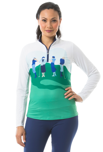 SanSoleil- Long Sleeve Mock "On The Green" (Style#: 900463) [XL ONLY]