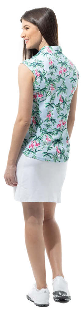 SanSoleil- Sleeveless Soltek Flamingo Palm Top (Style#: 900627P) For the Love of Golf Naples