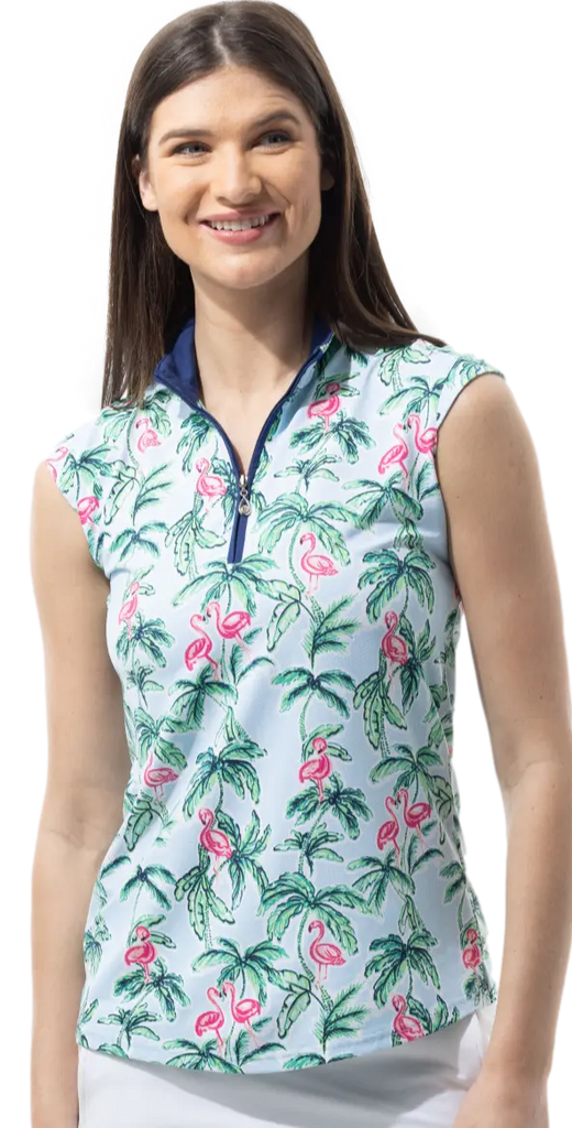 SanSoleil- Sleeveless Soltek Flamingo Palm Top (Style#: 900627P) For the Love of Golf Naples