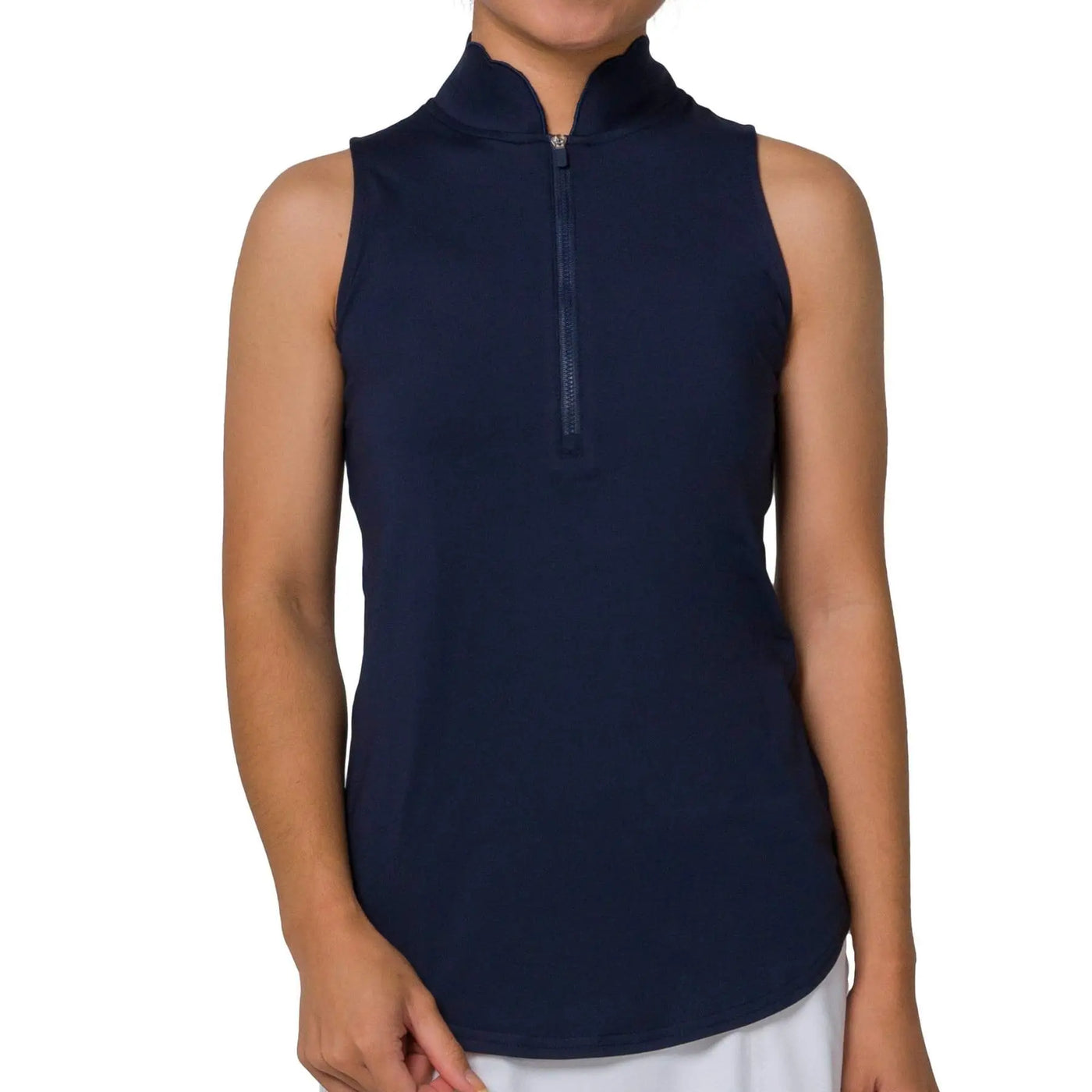 Jofit- Sleeveless Scallop Collar Cutaway Top Navy (Style#: GT0072-MDN)