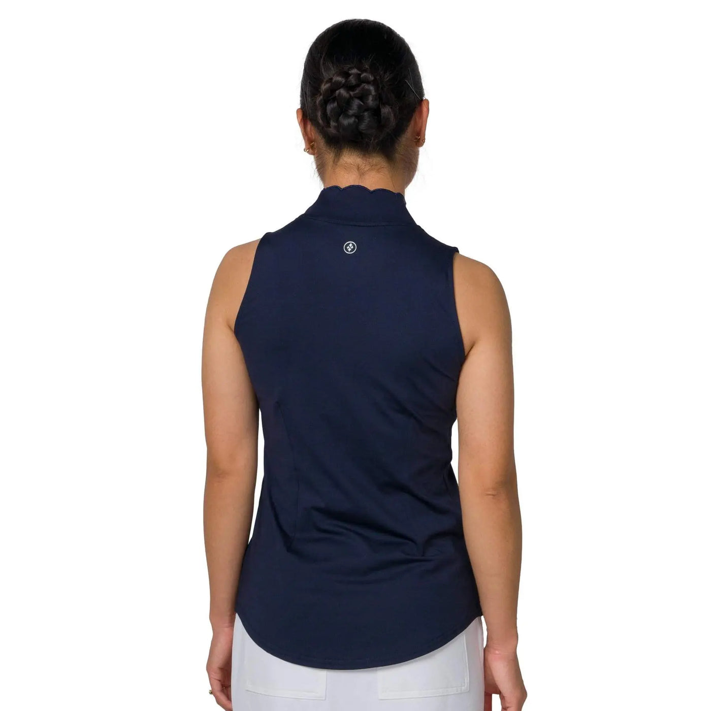 Jofit- Sleeveless Scallop Collar Cutaway Top Navy (Style#: GT0072-MDN)
