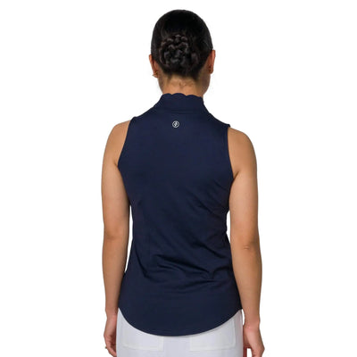 Jofit- Sleeveless Scallop Collar Cutaway Top Navy (Style#: GT0072-MDN)