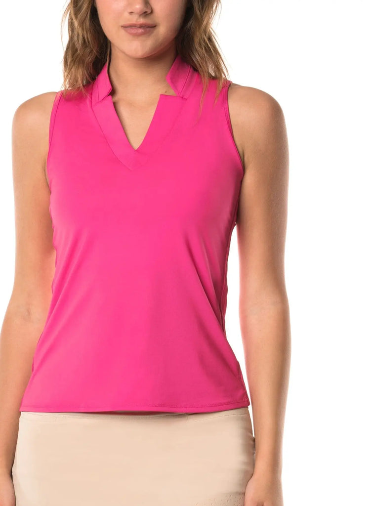 Lucky in Love- Sleeveless Chi Chi Tank Shocking Pink (Style#: GT08) For the Love of Golf Naples