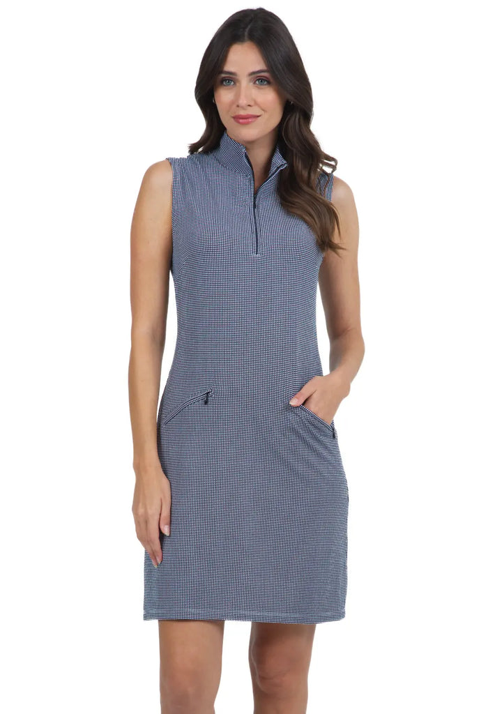 IBKUL- Sleeveless Black/White Mini Check Dress (Style#: 58754) IBKUL